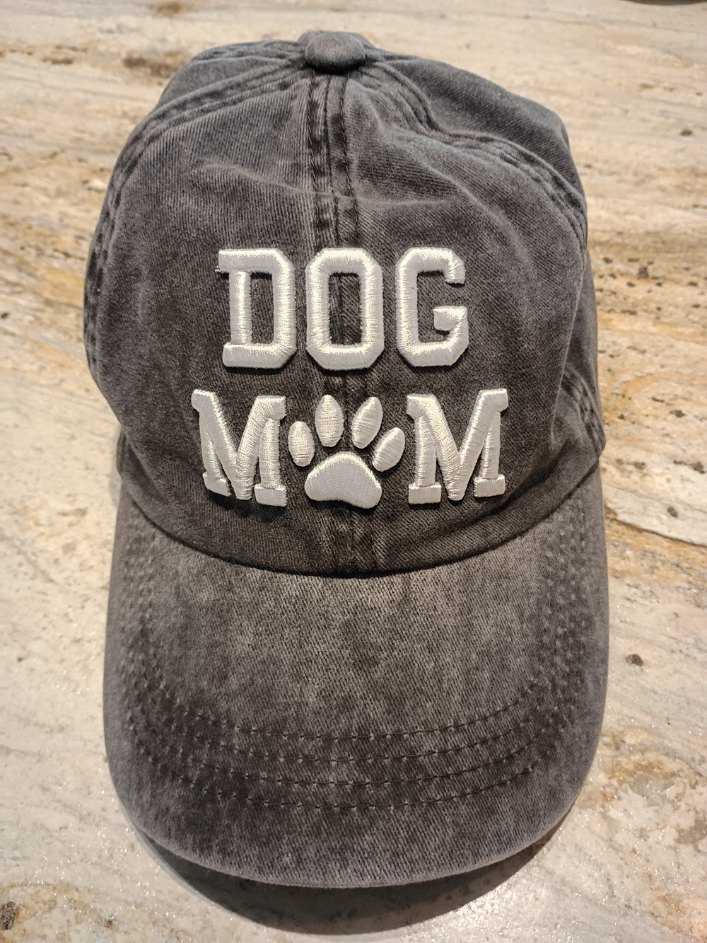 Dog Mom Embroidered Baseball Cap - Gray